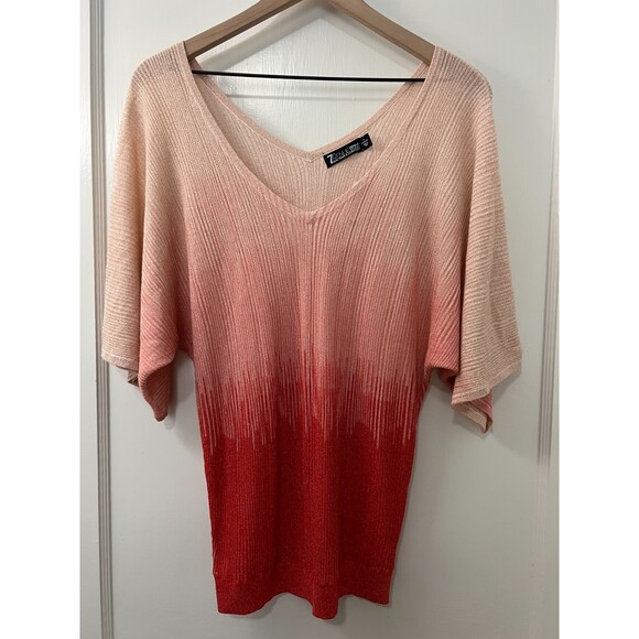 7th Avenue Design Studio New York & Company Pink Red Ombre Sweater - Women's L - Picture 1 of 9